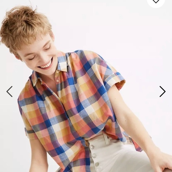 Madewell Hilltop shirt in rainbow check size small - Picture 2 of 12